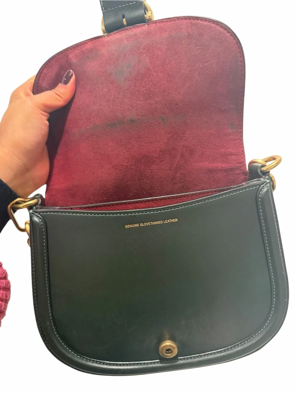 COACH Forest Green Saddle Crossbody Bag with Gold Hardware